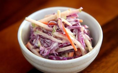 Low-FODMAP coleslaw, chickpea and roasted almond salad