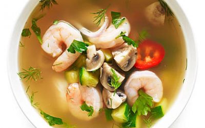 Low-FODMAP hot and sour seafood soup