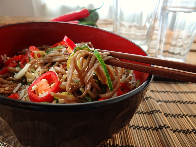 Low-FODMAP sesame tempeh soba noodle salad