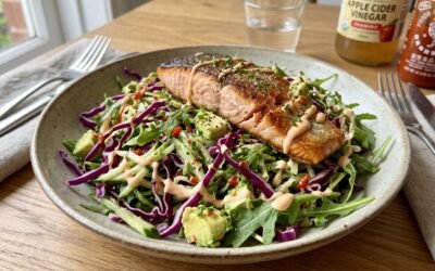Low-FODMAP Red Cabbage Salope Slaw with Salmon or Chicken