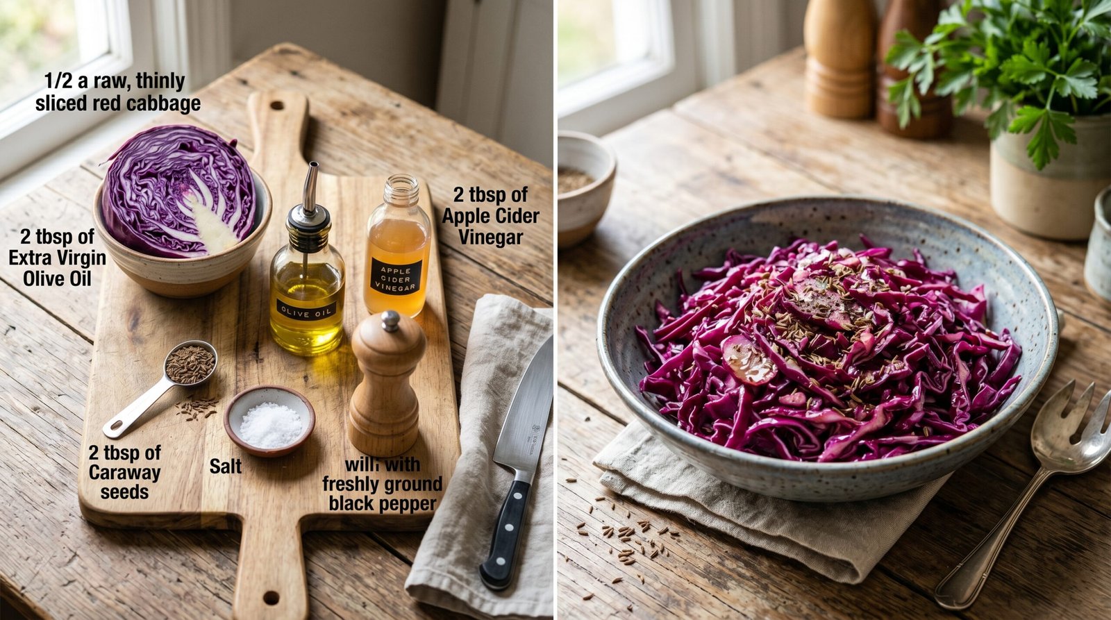 Low FODMAP red cabbage and caraway seed salad recipe