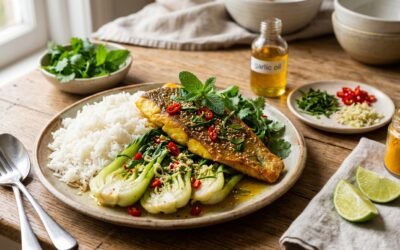 Becky’s low-FODMAP snapper parcels and bok choy with rice