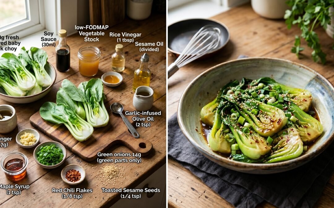Delicious low FODMAP baby bok choy green side dish